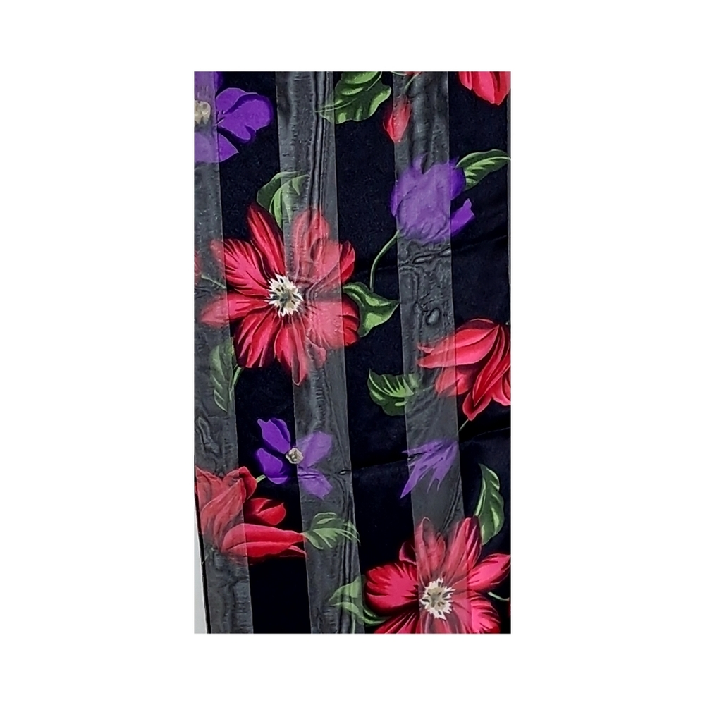 Multicolor Floral Striped Scarf